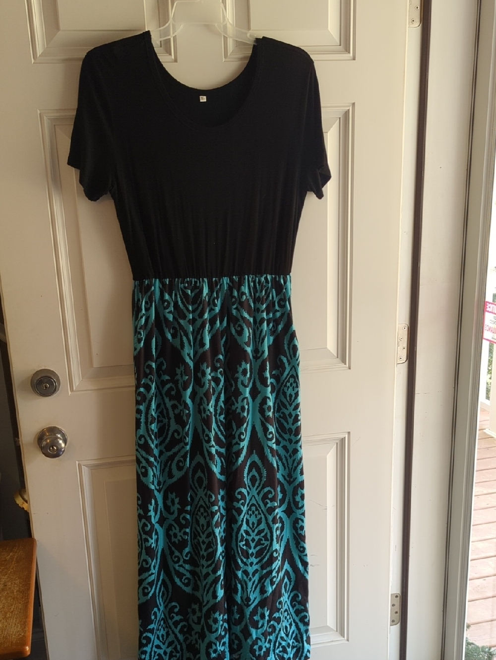 Black & Teal Patterned Maxi Dress - Women's